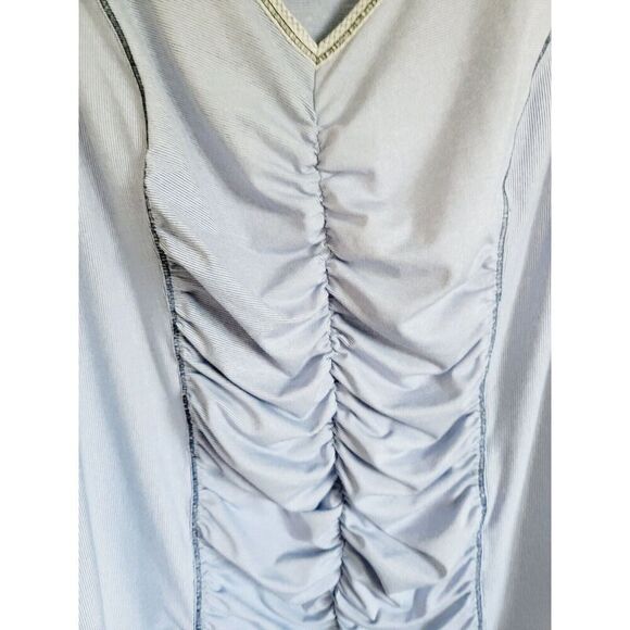 Chico's Zenergy 2  Sleeveless Tunic Top Size Large Blue White Striped Rouge Frnt - Picture 3 of 7